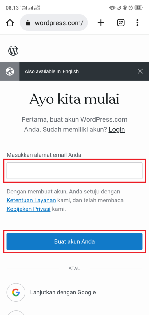 cara membuat blog di hp
