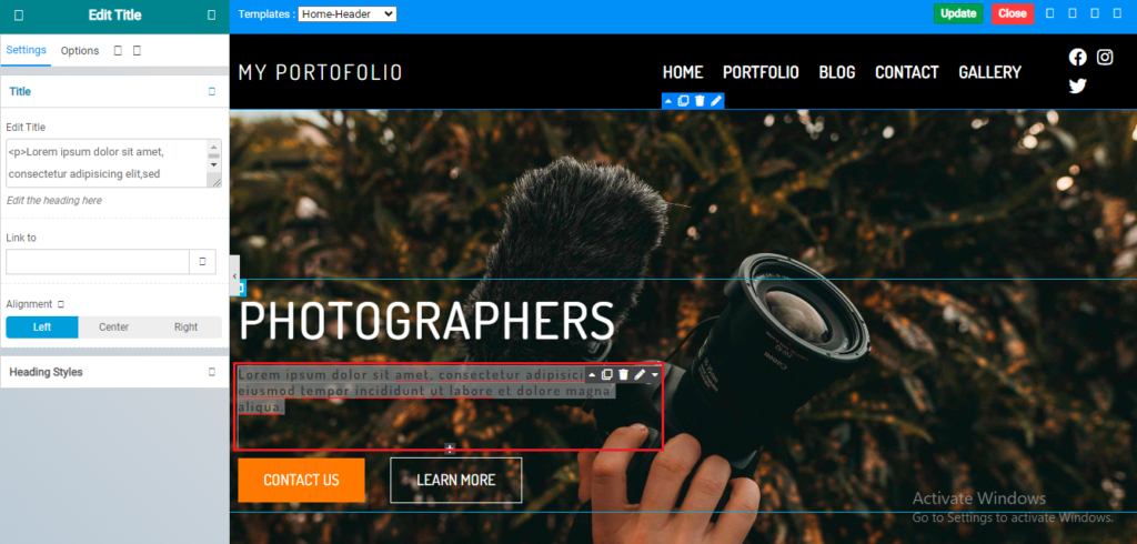 mengganti teks home header