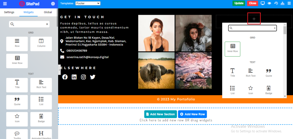 cara membuat website portofolio di sitepad