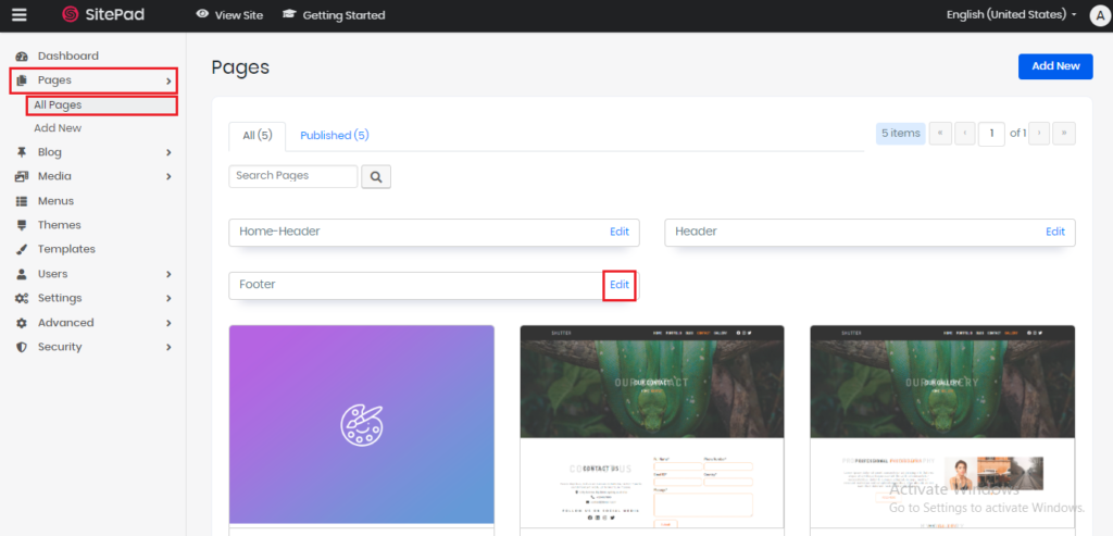 cara membuat website portofolio di sitepad