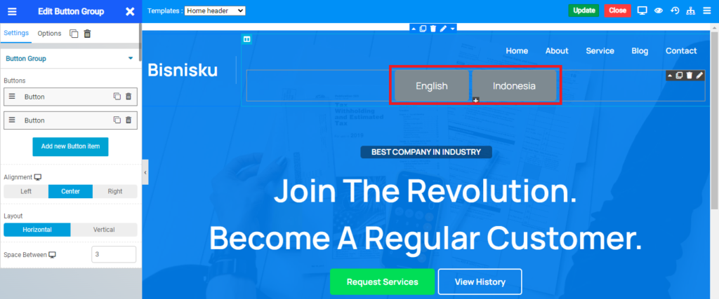 menambahkan button dua bahasa